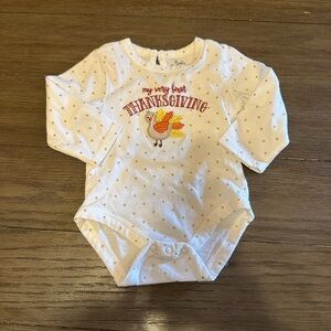 6mth Baby Essentials White and Gold Thanksgiving Bodysuit